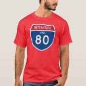 Iowa IA I-80 Interstate Highway Shield - T-shirt (Voorkant)