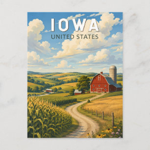 Iowa Illustratie Reis Kunst Antiek Briefkaart