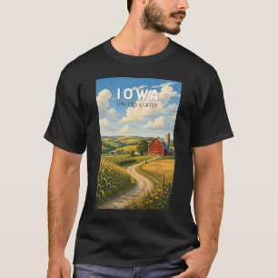 Iowa Illustratie Reis Kunst Antiek T-shirt