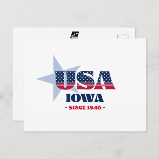 Iowa in rood, wit en blauw Briefkaart (Voorkant / Achterkant)