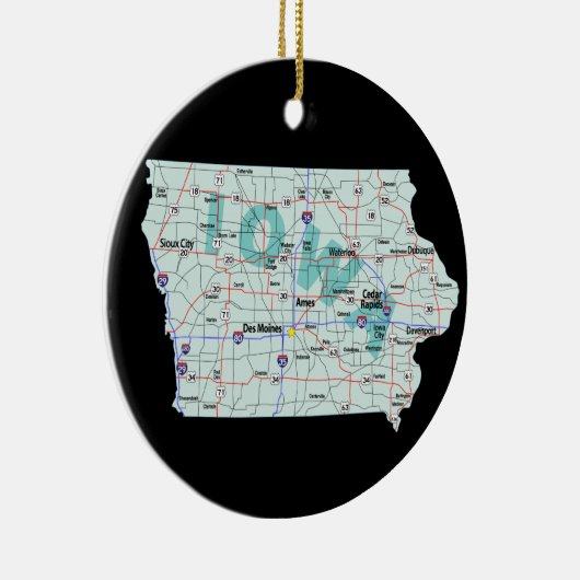 Iowa Interstate Map Keramisch Ornament (Rechts)