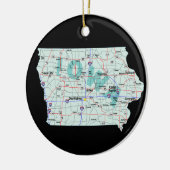 Iowa Interstate Map Keramisch Ornament (Links)
