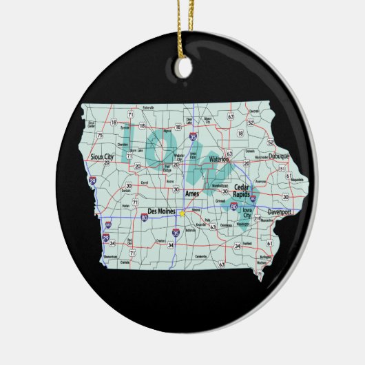 Iowa Interstate Map Keramisch Ornament (Links)
