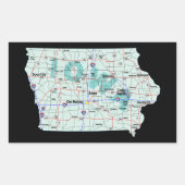 Iowa Interstate Map Rechthoekige Sticker (Voorkant)