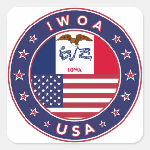 Iowa, Iowa sticker, tas, klok Vierkante Sticker