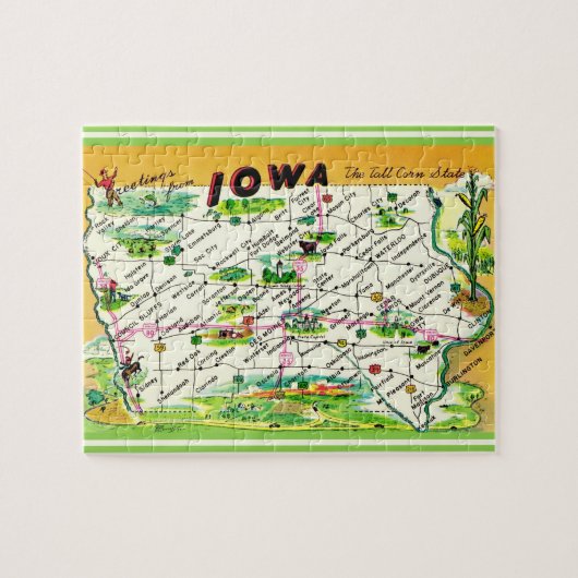 Iowa kaart puzzel legpuzzel (Horizontaal)