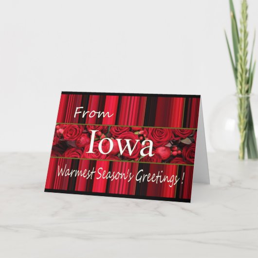 Iowa kerstKaart met rozen Feestdagen Kaart (Voorkant)