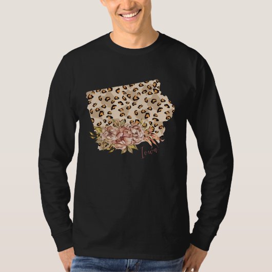 Iowa Leopard Pattern Map Leo State Of Iowa T-shirt (Voorkant)