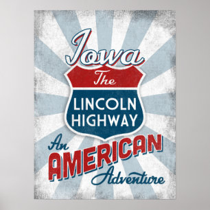 Iowa Lincoln Highway  America Poster