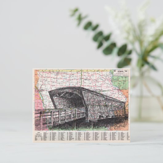 Iowa Map Art Briefkaart (Staand voorkant)