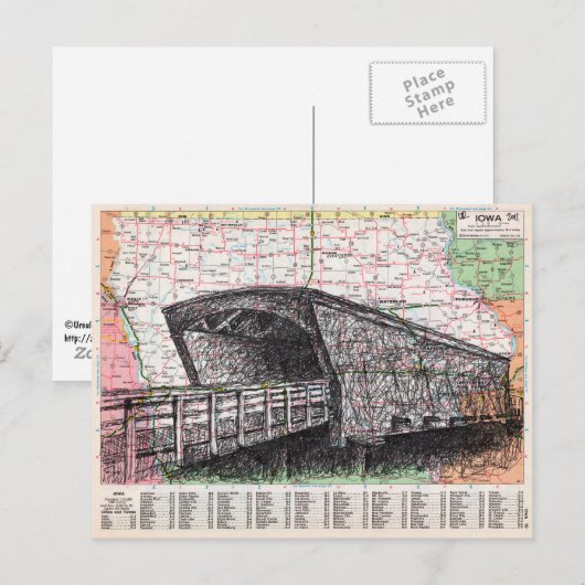 Iowa Map Art Briefkaart (Voorkant / Achterkant)