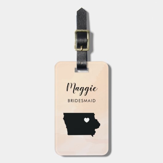 Iowa Map Bagagelabel, Wedding Party Welcome Bagagelabel (Voorkant verticaal)