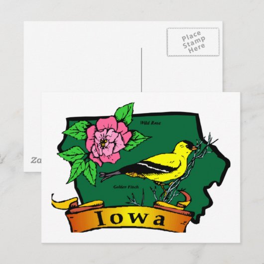 Iowa Map Briefkaart (Voorkant / Achterkant)