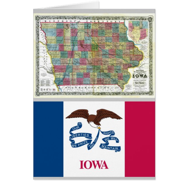 Iowa Map en Statenvlag (Voorkant)