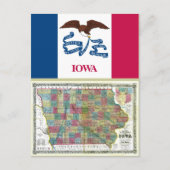 Iowa Map en Statenvlag Briefkaart (Voorkant)