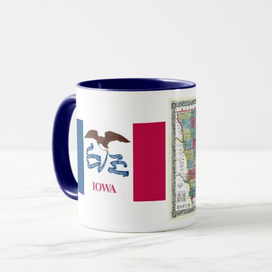 Iowa Map en Statenvlag Mok (Voorkant links)