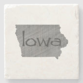 Iowa Map:  grijs krijkbord met naam Stenen Onderzetter (Voorkant)