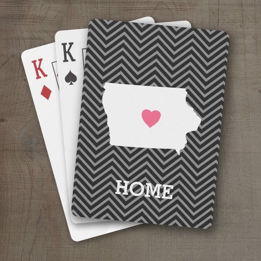 Iowa Map Home State Love met Custom Heart Pokerkaarten
