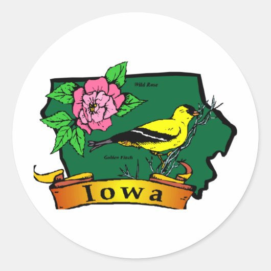 Iowa Map Ronde Sticker (Voorkant)