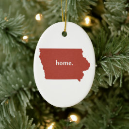 Iowa Map Shaped Home Iowan Red Hawkeye Keramisch Ornament