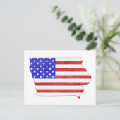 Iowa Map Shaped Patriotic Hawkeye American Flag Briefkaart (Staand voorkant)