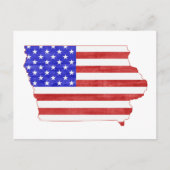 Iowa Map Shaped Patriotic Hawkeye American Flag Briefkaart (Voorkant)