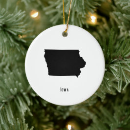 Iowa Map - Zwarte en Witte Modern Iowa Map Keramisch Ornament