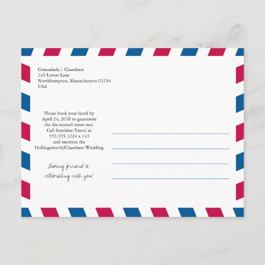 Iowa & Massachusetts Airmail Sla de datum op Aankondigingskaart (Achterkant)