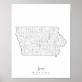 Iowa Minimal Street Map Poster (Voorkant)
