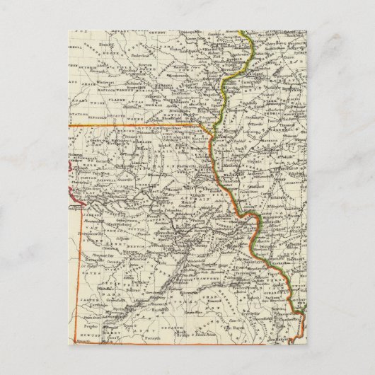 Iowa, Missouri en Illinois Briefkaart (Voorkant)