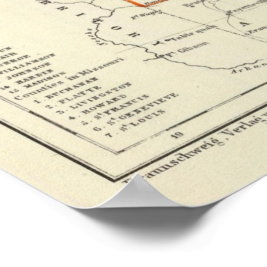 Iowa, Missouri en Illinois Poster (Hoek)