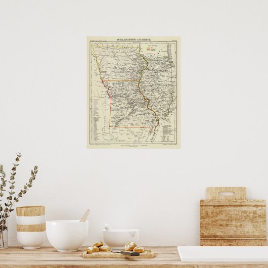 Iowa, Missouri en Illinois Poster (Keuken)
