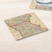 Iowa, Missouri Map door Mitchell Kartonnen Onderzetters (Schuin)