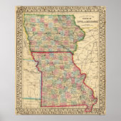 Iowa, Missouri Map door Mitchell Poster (Voorkant)
