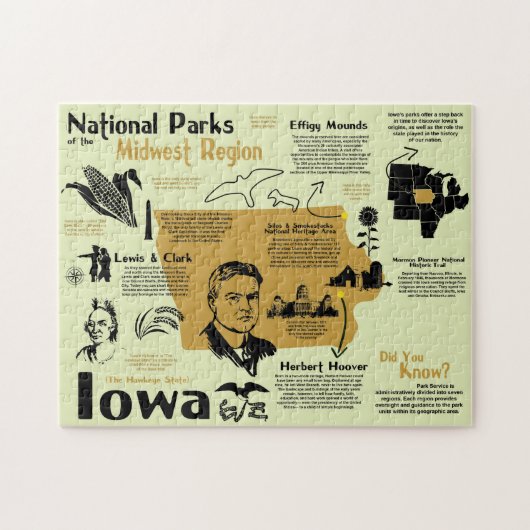 Iowa National Parks Infographic Map Legpuzzel (Horizontaal)