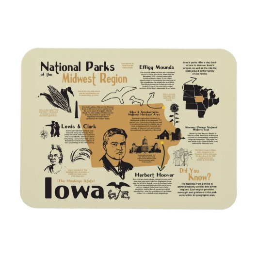 Iowa National Parks Map Magneet (Horizontaal)