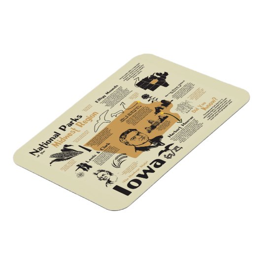 Iowa Nationale Parken Kaart Magneet (Linkerzijde)