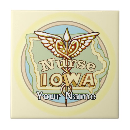 Iowa Nurse Caduceus Tile Tegeltje (Voorkant)