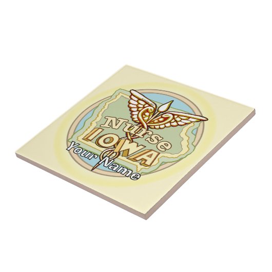 Iowa Nurse Caduceus Tile Tegeltje (Zijkant)