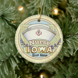 Iowa Nurse Keramisch Ornament