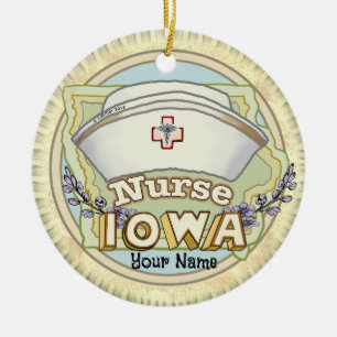 Iowa Nurse Keramisch Ornament