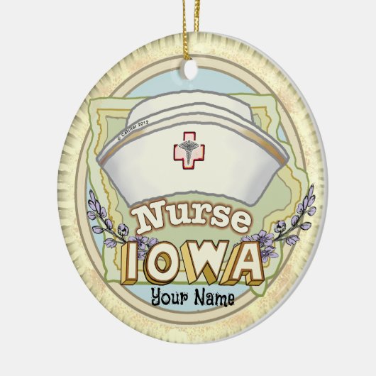 Iowa Nurse Keramisch Ornament (Links)