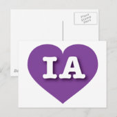 Iowa Paars Heart - Ik hou van IA Briefkaart (Voorkant / Achterkant)