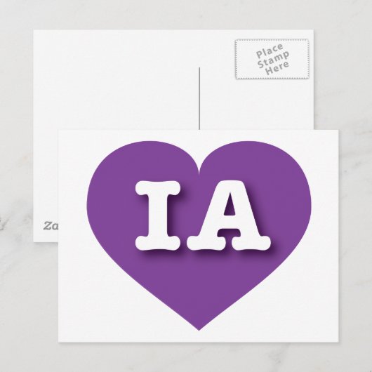 Iowa Paars Heart - Ik hou van IA Briefkaart (Voorkant / Achterkant)