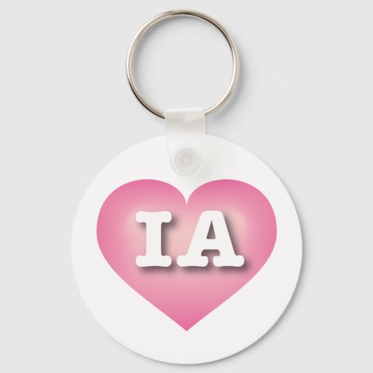Iowa Pink Fade Heart - Ik hou van IA Sleutelhanger (Voorkant)