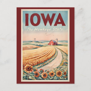 Iowa Platteland Illustratie Reis Kunst Vintage Briefkaart
