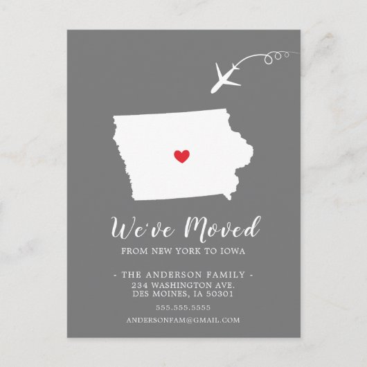 IOWA-postkaart van de staat die de aankondiging ve Briefkaart (Voorkant)