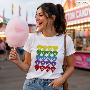 Iowa Pride Cadeau Iowa Inwoner Iowa Hartjes Souven T-shirt