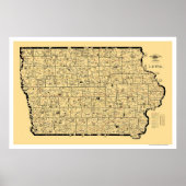 Iowa Railroad Map 1897 Poster (Voorkant)