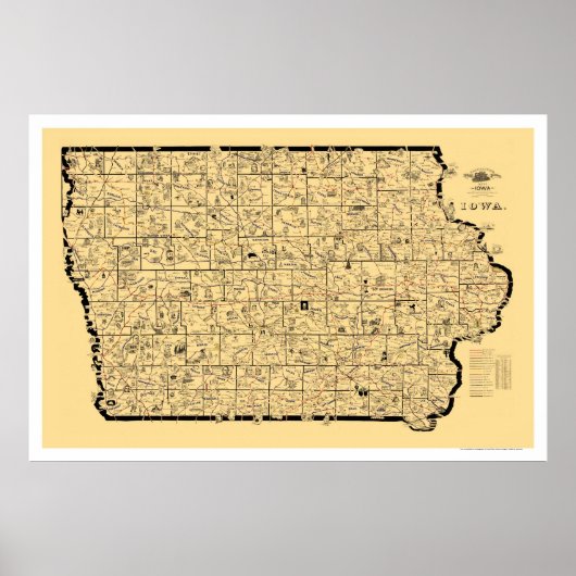 Iowa Railroad Map 1897 Poster (Voorkant)
